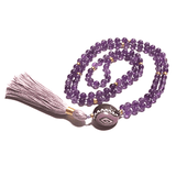 Amethyst Mala Necklace – Calm, Clarity & Balance – Crown Chakra Healing Crystal
