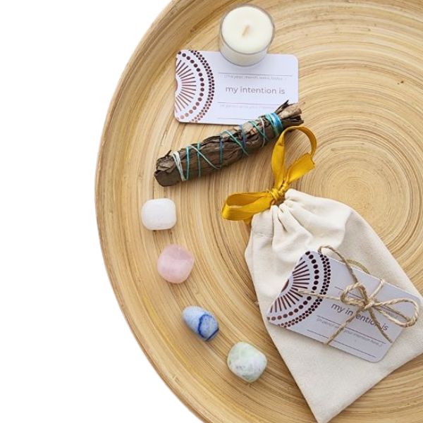 Intention Setting Kit for Manifestation – Crystals, Smudge, Candle