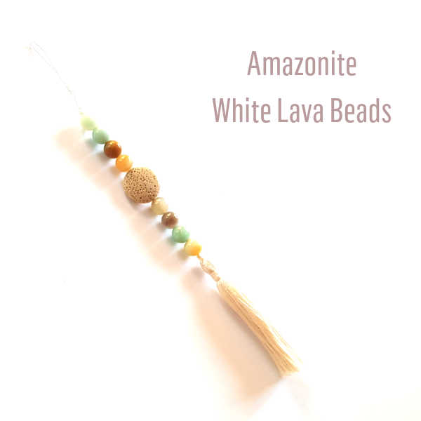 White Lava & Amazonite Bead Essential Oil Diffuser on white background