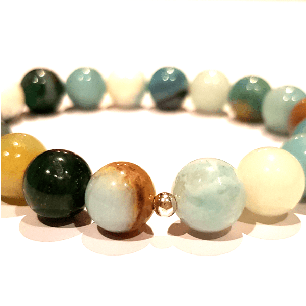 Close up Handmade Hope Bracelet – Amazonite for Manifestation & Chakra Healing (8mm & 10mm)