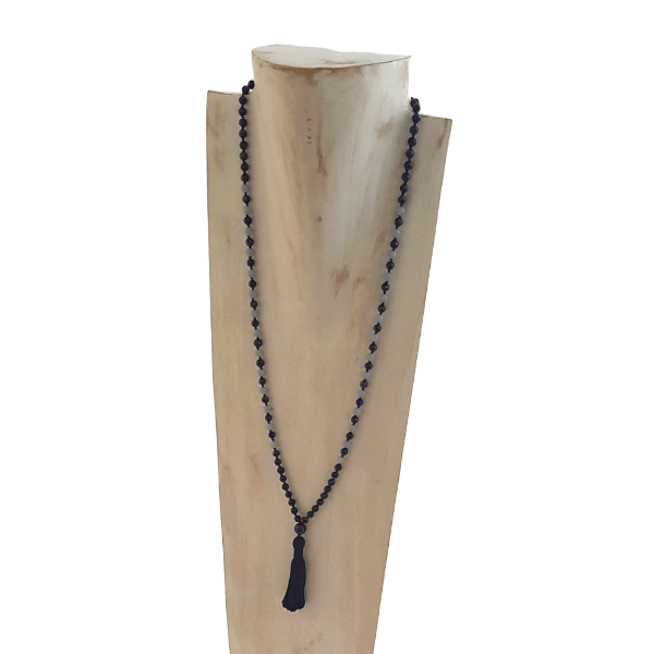 HandmadeThird Eye Chakra Mala Necklace – Lapis Lazuli & Angelite for Clarity on jewellery bust