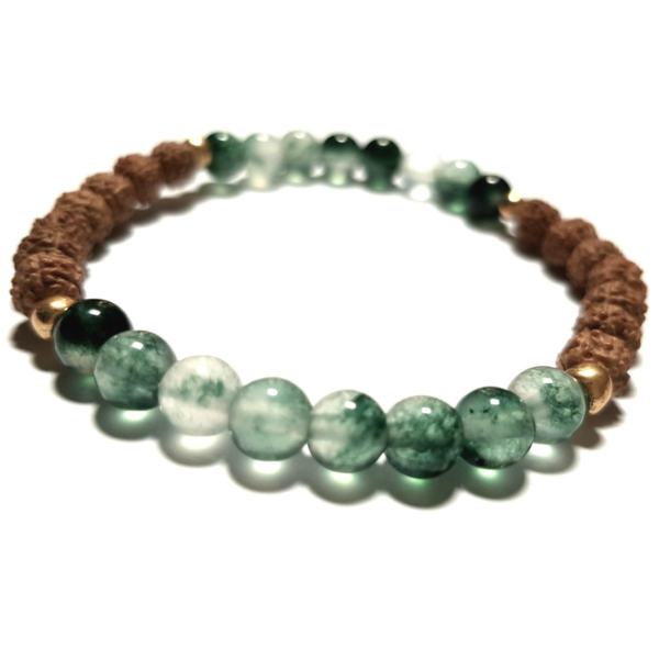 Benevolence Bracelet – Malaysian Jade & Rudraksha close up