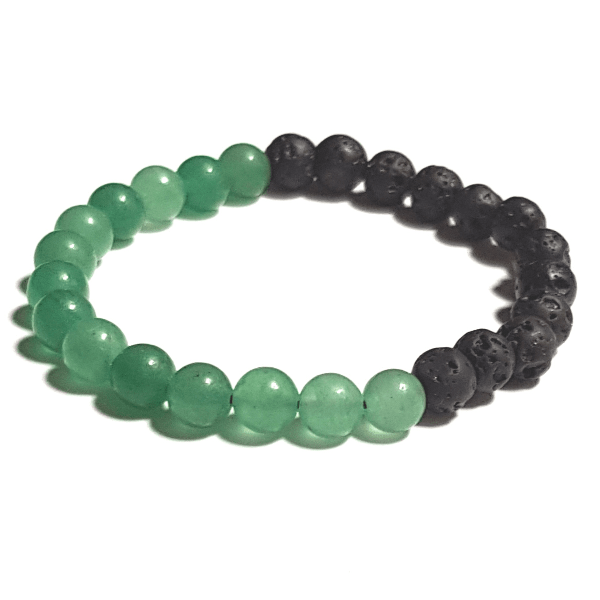 Handmade Boosting Bracelet – Green Aventurine & Lava Stone with white background