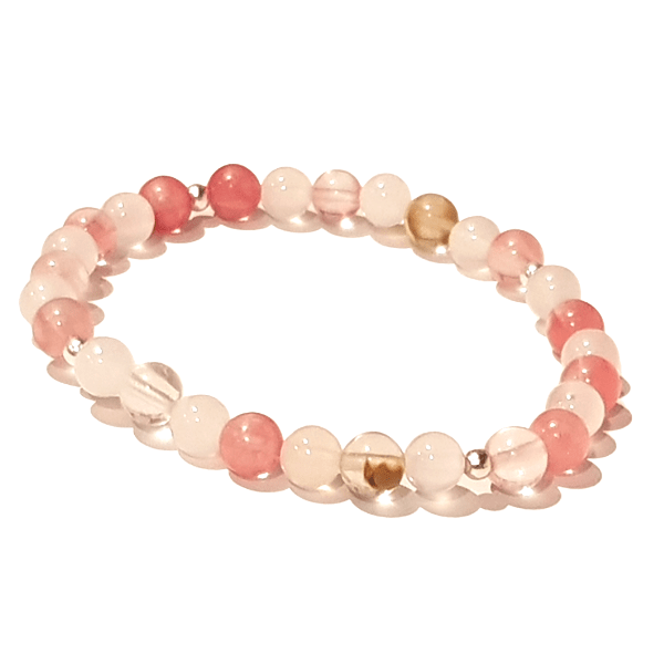 Handmade Positive Vibes Bracelet – White Agate & Tourmalinated Quartz Bracelet